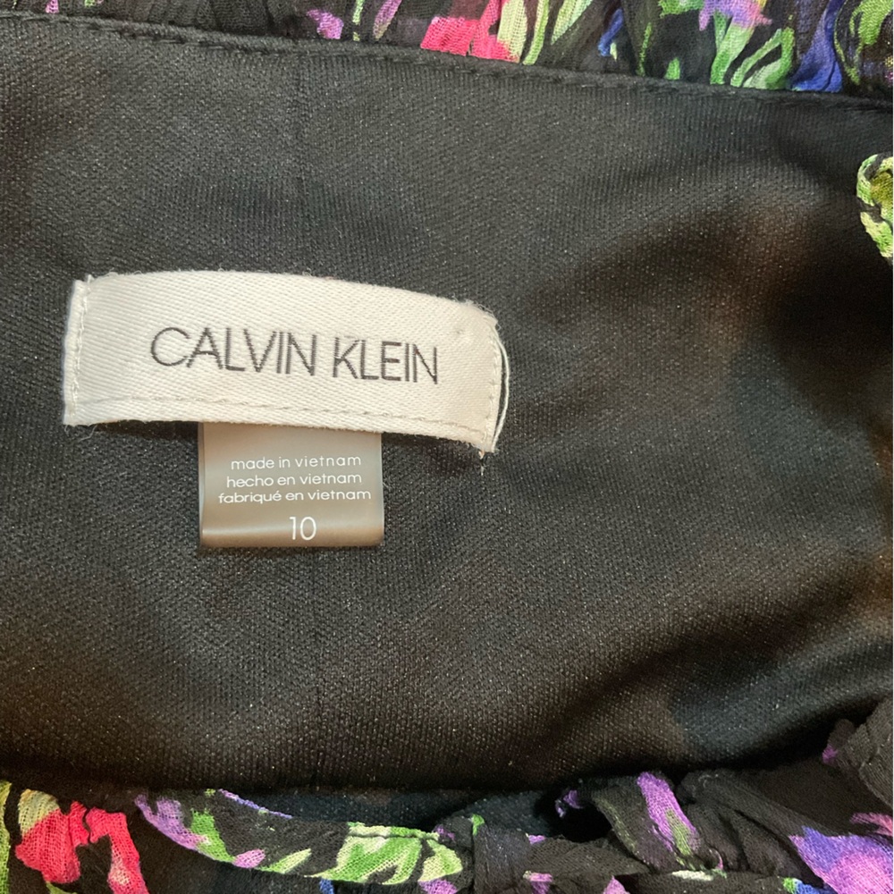 Calvin Klein Women’s Multicolor Floral Chiffon Maxi Long Sleeves Dress Size 10 - Picture 8 of 14